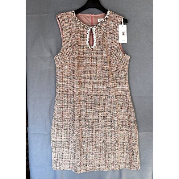 Tweed Sleeveless Dress With Sequin Embellished Collar & Keyhole - L - (1411) - Picture 2 of 9